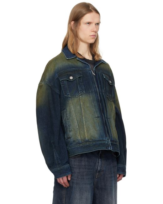 Juun.J Blue Zipper Trucker Denim Jacket for men