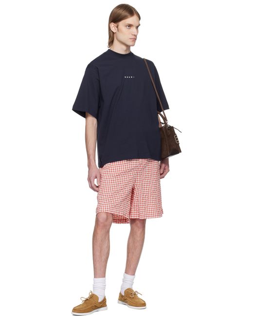 メンズ Marni ネイビー Mini Logo Tシャツ Blue