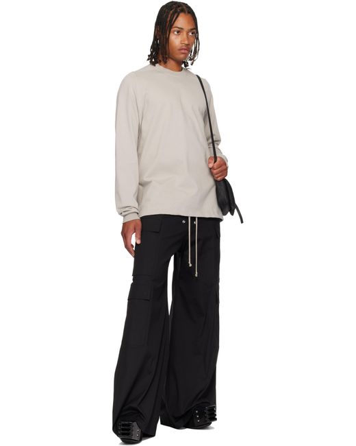 Rick Owens Black Off- Concordians Short Crewneck Ls T-Shirt for men