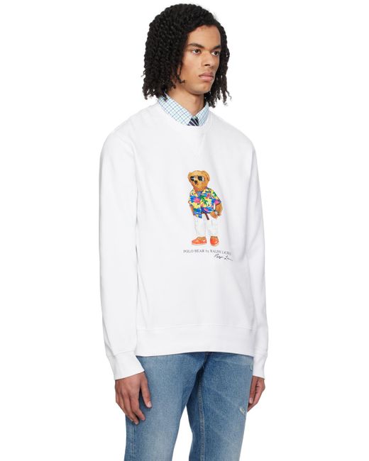 Polo Ralph Lauren White Beach Club Bear Sweatshirt for men