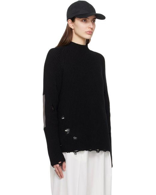 MM6 by Maison Martin Margiela Black Distressed Sweater