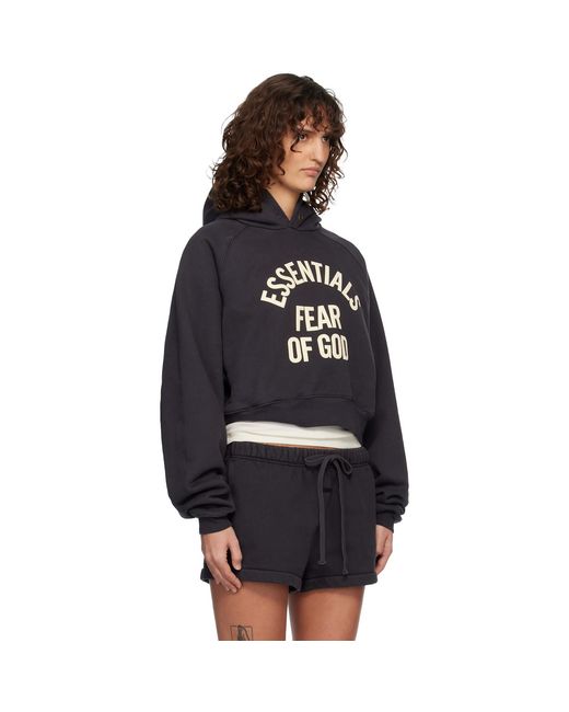 Fear Of God Black Campus 90's Cropped Raglan Hoodie