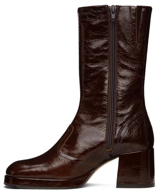 Miista Brown Cass Patent Boots