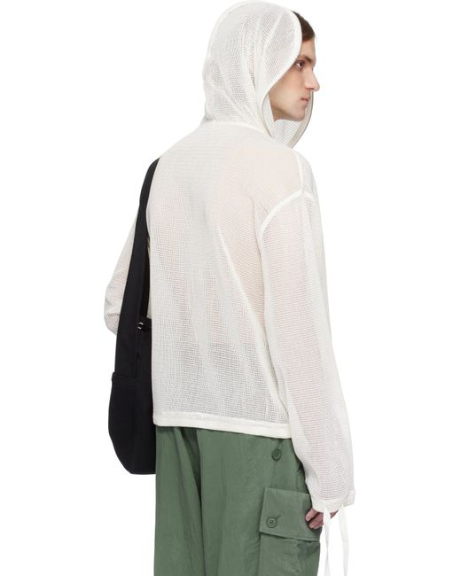 KENZO Paris Mesh Zip-up Hooded Sweatshirt in White for Men