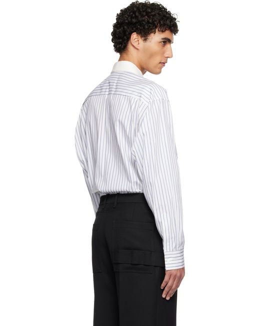 Lanvin White Oversized Striped Cotton Poplin Shirt for men