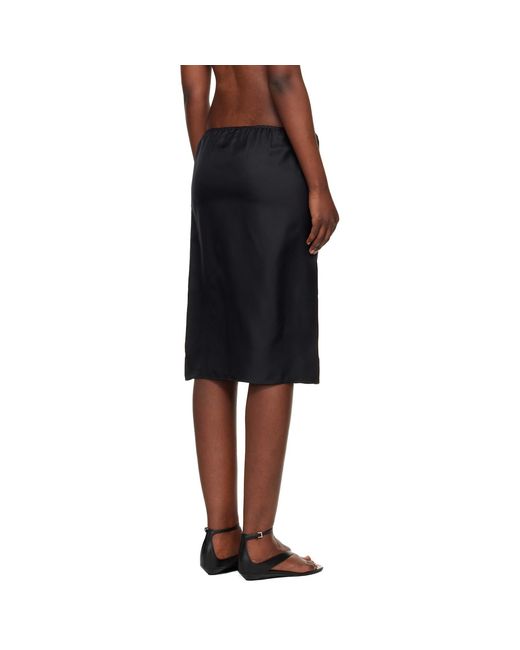 Loulou de Saison Black Vasali Silk Twill Midi Skirt