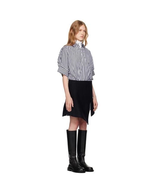 Sacai Black Striped Paneled Mini Dress