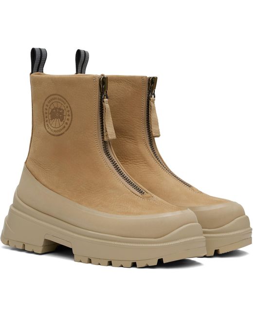 Canada Goose Brown Tan Kya Zip-Up Boots