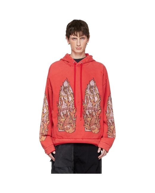 Who Decides War Red Flame Glass Hoodie for men
