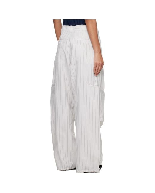 Y-3 White Off- Pinstripe Ut Straight Leg Lounge Pants