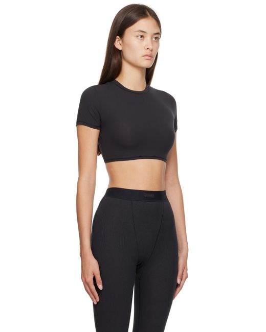 Skims Black Fits Everybody Super Cropped T-shirt
