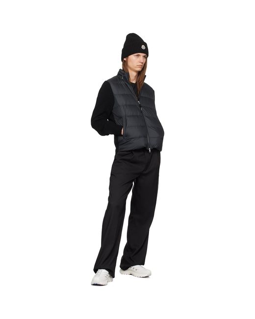 Moncler Black Wool-Blend Down Hooded Jacket for men