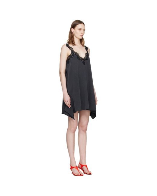Stella McCartney Black Lace Mix Washed Jersey Cotton Minidress