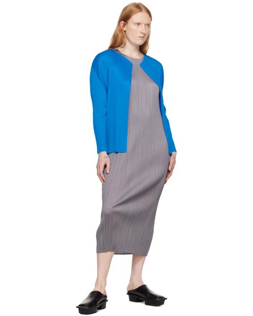 Pleats Please Issey Miyake Blue Gray Monthly Colors August Cardigan