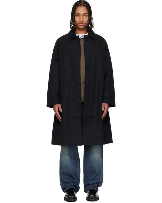 Nanamica Black 2L Cotton Gore-Tex Balmacaan Coat for men