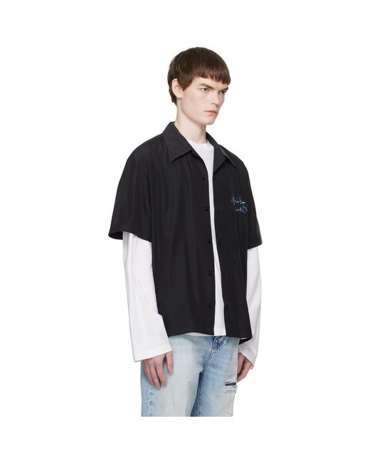 Amiri Black 'Chateau' Script Camp Shirt for men