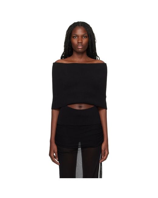 Christopher Esber Black Slashed Knit Shawl Top