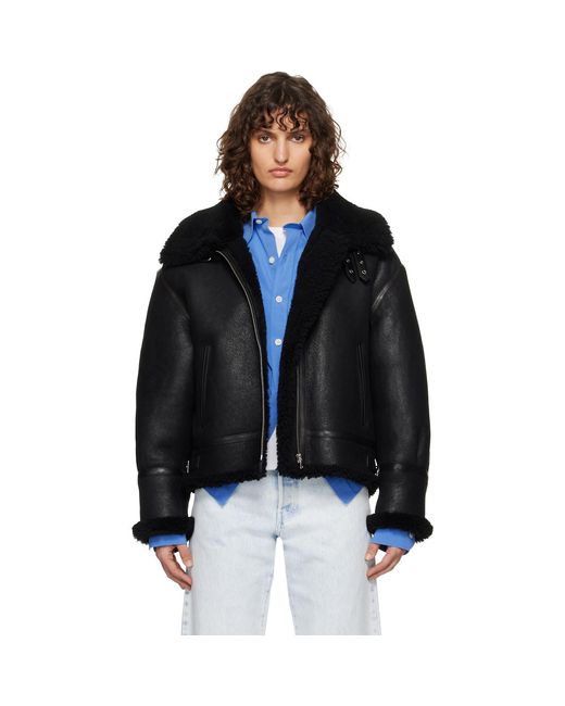 Nour Hammour Black Portia Shearling Jacket