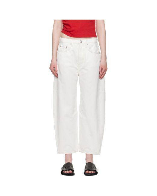 Rag & Bone White Charlie Ankle-Length Barrel Jeans