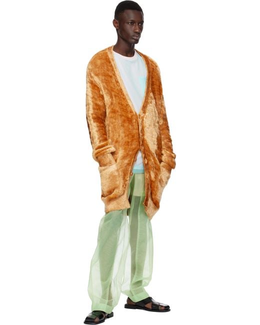 Dries Van Noten Orange Viscose Cardigan for men
