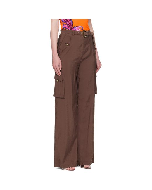 Versace Jeans Couture Brown Baroque Buckle Cargo Pants