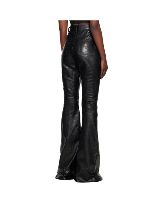 Rick Owens Black Temple Bolan Bootcut Leather Pants
