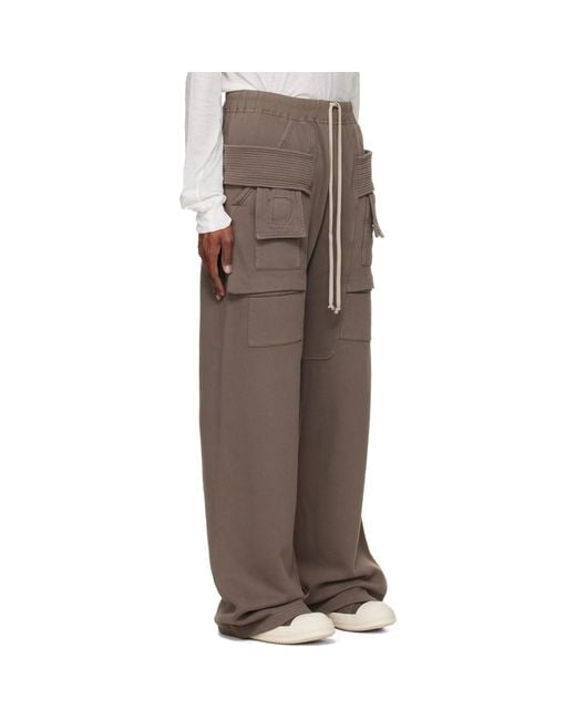 Rick Owens Gray Tower Creatch Wide Drawstring Cargo Pants for men