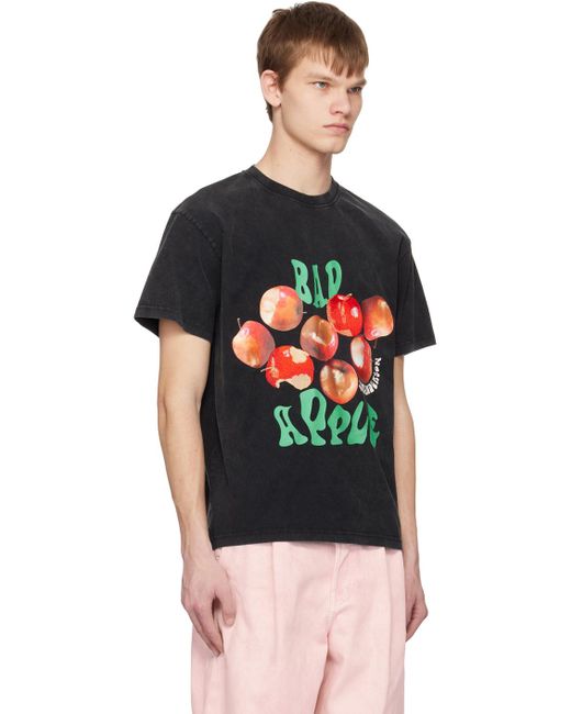 J.W. Anderson Black Gray 'bad Apple' Oversized T-shirt for men