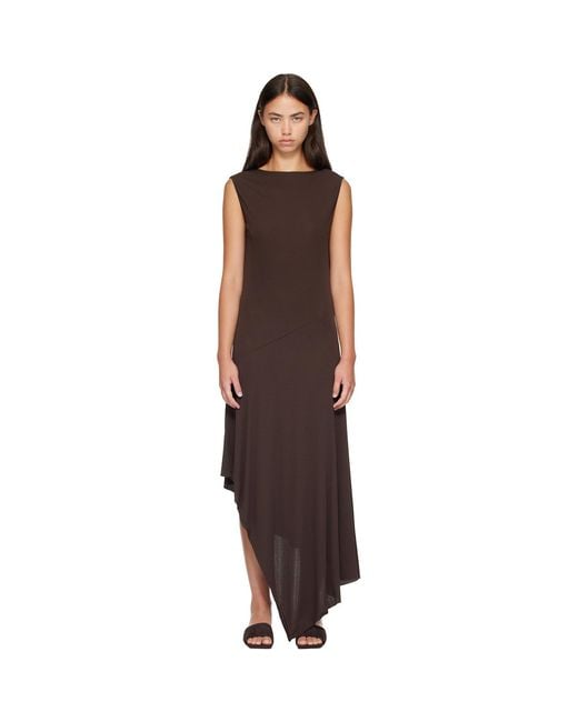 Alaïa Brown Backless Jersey Crepe Midi Dress