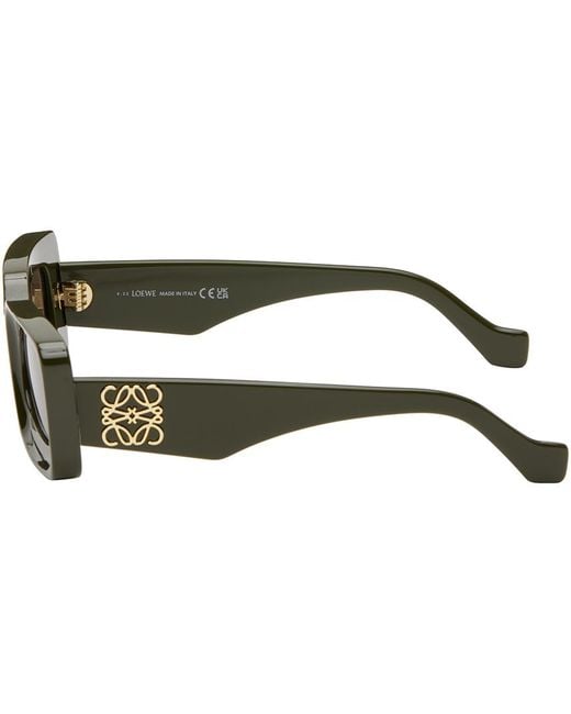Loewe Black Green Anagram Rectangular Sunglasses