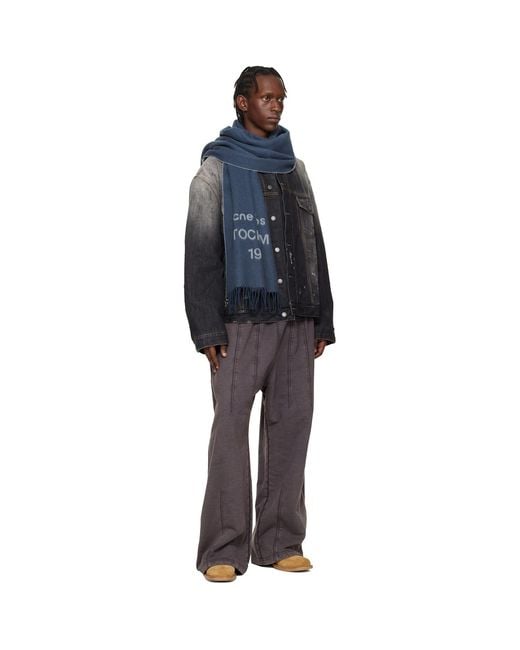 Acne Blue Wide Logo Scarf for men