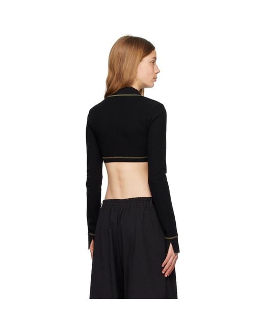 Dion Lee Black Shrunken Snap Polo