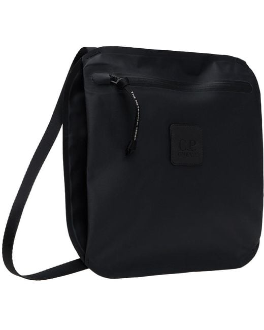 C P Company Black Rubber Reps Bag for men