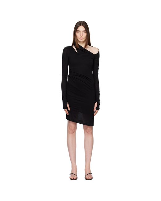 Helmut Lang Black Scala Midi Dress