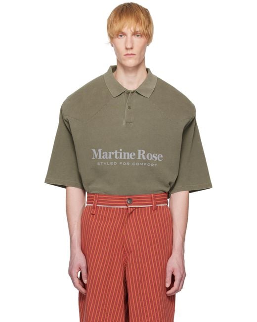 メンズ Martine Rose カーキ ショルダーパッド ポロシャツ Multicolor