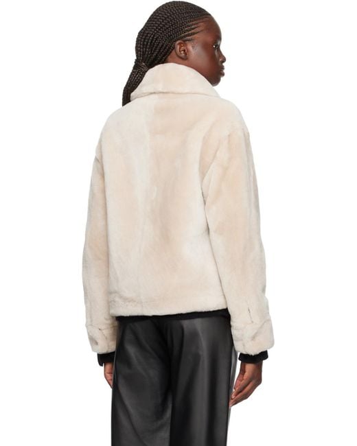 Meteo by Yves Salomon Natural Spread Collar Shearling Jacket
