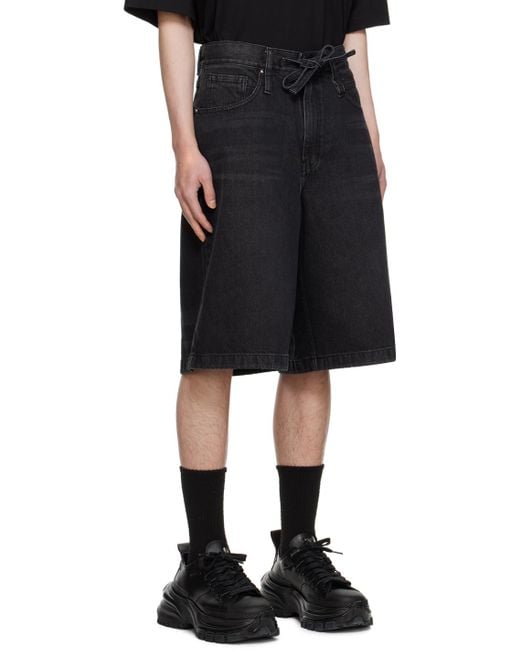 Wooyoungmi Black Faded Denim Shorts for men