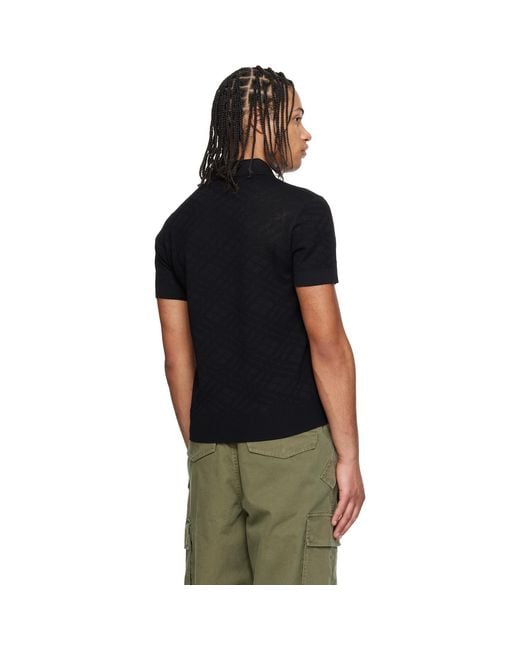 Burberry Black Check Wool Polo for men