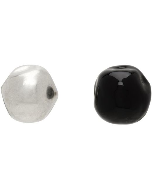 Jil Sander Silver & Black Stud Earrings for Men | Lyst Canada