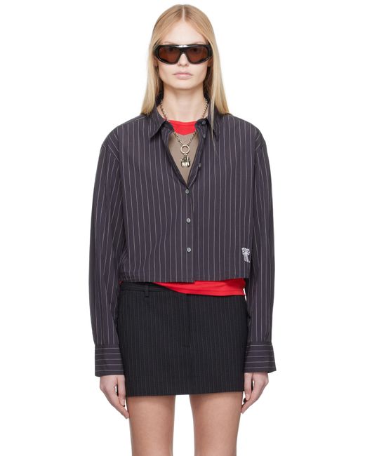 Acne ブラック ジャカード ピンストライプ シャツ Black