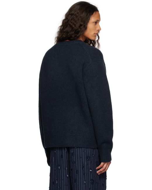 Acne Blue Navy Crewneck Sweater for men