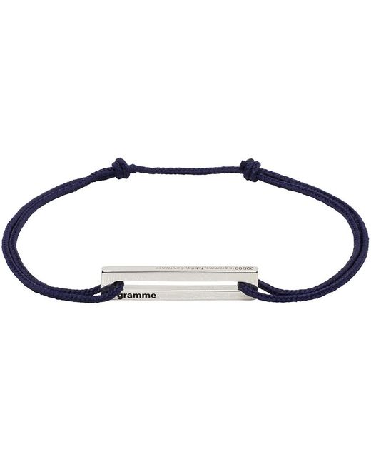 Bracelet 'le 1,7 g' bleu marine en corde à logo gravé Le Gramme pour homme en coloris Black
