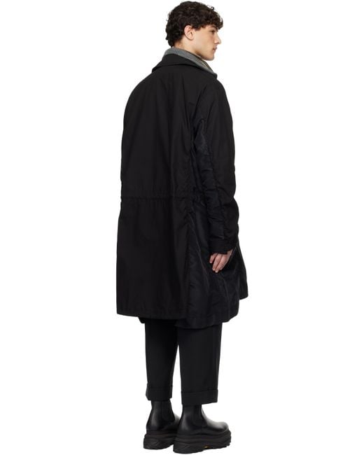メンズ Sacai ブラック ミリタリーコート Black