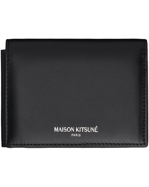 メンズ Maison Kitsuné フォックスヘッド 中ベラ付き二つ折り財布 Black