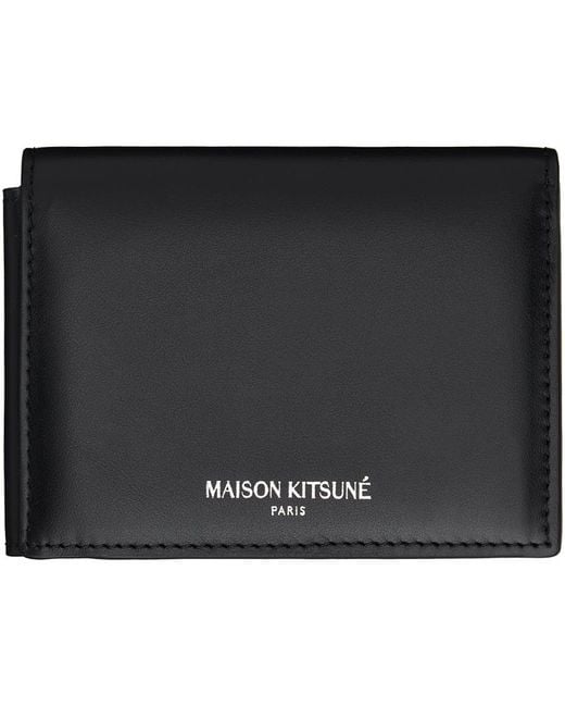 Maison Kitsuné Fox Head Trifold Wallet in Black for Men | Lyst