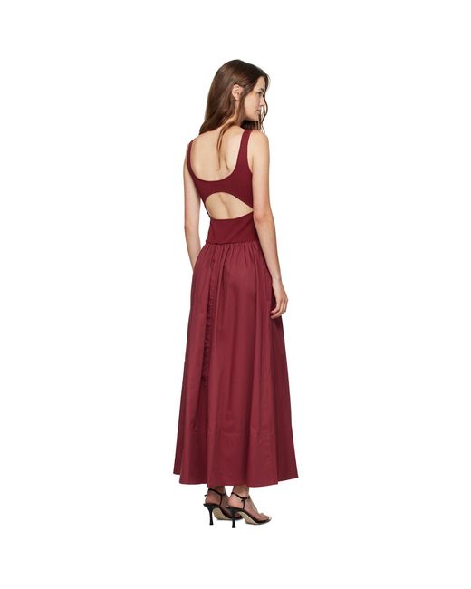 St. Agni Red Burgundy Bateau Cutout Dress