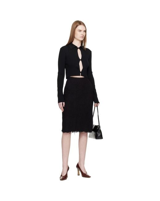 Jil Sander Black Frayed Edge Midi Skirt