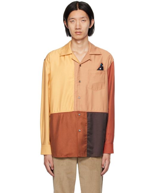 Paul Smith Orange Multicolor Patchwork Shirt for men