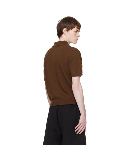 Entire studios Brown Short Sleeve Knit Polo for men