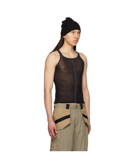 Dion Lee Black Semi-Sheer Tank Top for men